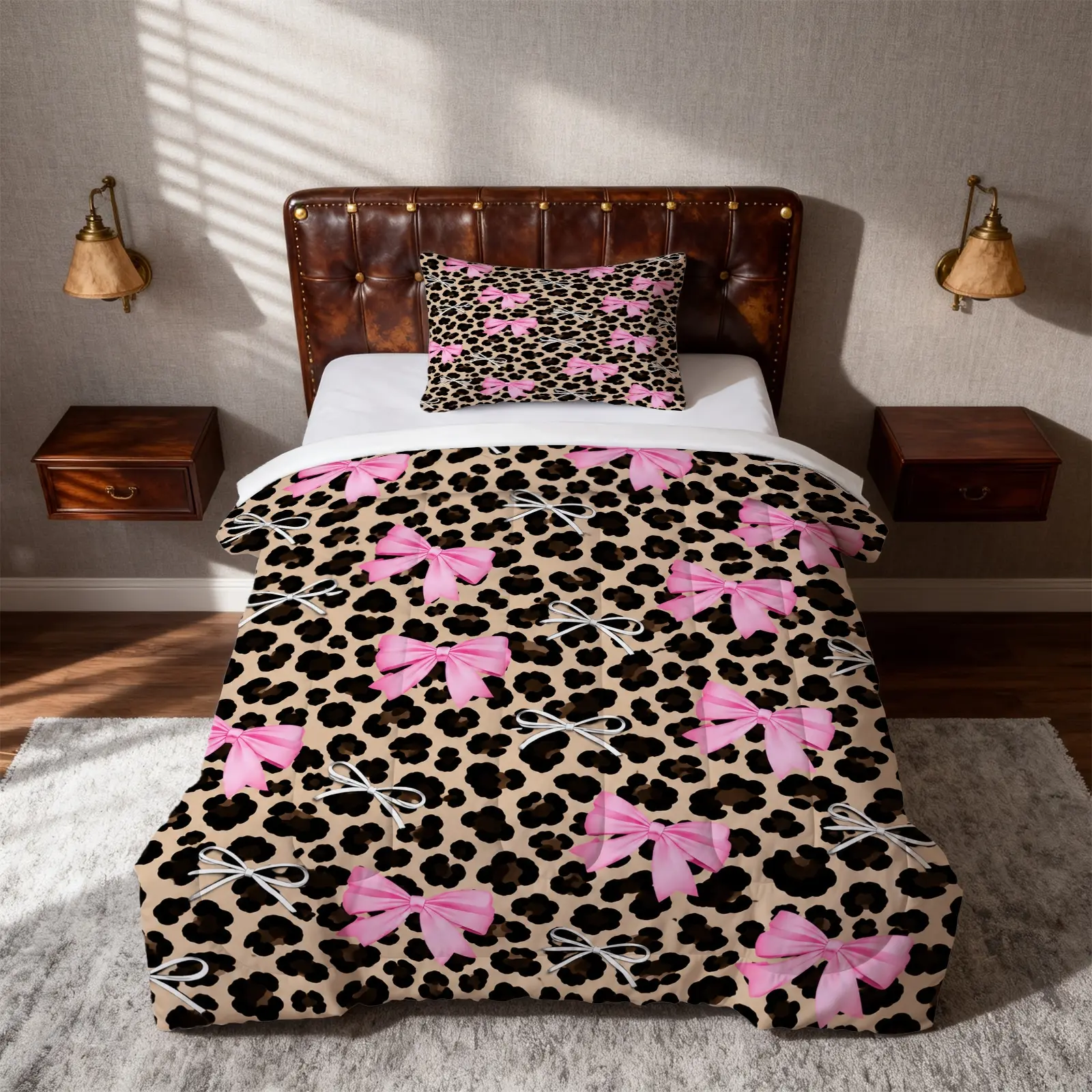 2/3 Pieces Leopard Print Comforter Set (1 Comforter + 2 Pillowcases, No Pillow Inserts), Comfy Bedding Set, Classic Retro Animal Leopard Pattern, Soft Skin-Friendly Fabric Bedding Sets, Home Decor for Women Bedroom, Premium Holiday Gift Option