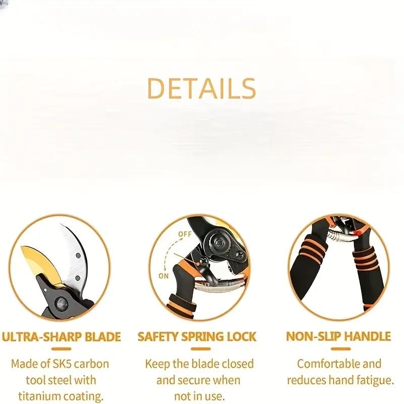 Professional Titanium Pruning Shears (t13), Ultra Sharp Handheld Garden Hedge Trimmers, Garden Anvil Trimmer, Gardening Tools, 8.5 Inch Blade