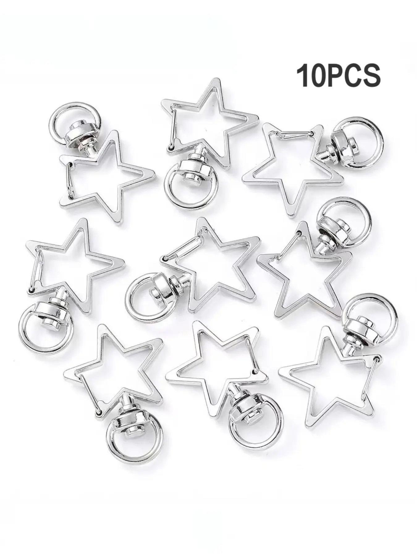 10pcs Metal Swivel Lobster Clasp Snap Hook, Key Rings, Star Shape Clasp, Durable & Versatile, Ideal for Jewelry Making & DIY Projects
