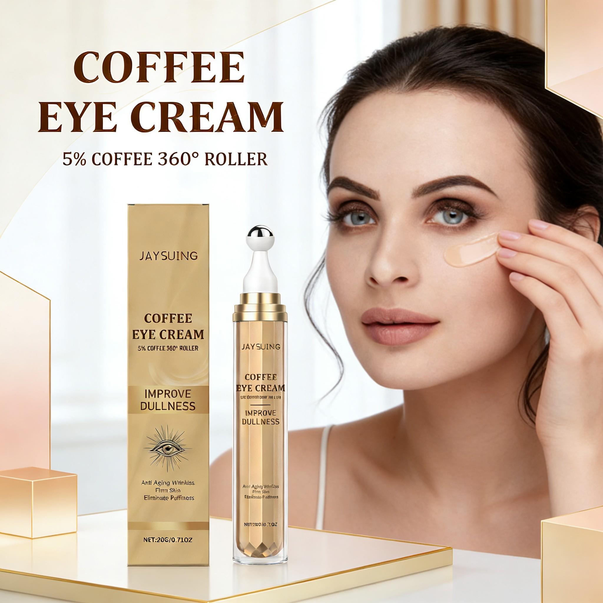 Caffeine Eye Cream, Gentle Hydrating Massage, Collagen Elasticity, Youthful Skin, Roller Eye Cream, Moisturizing and Firming