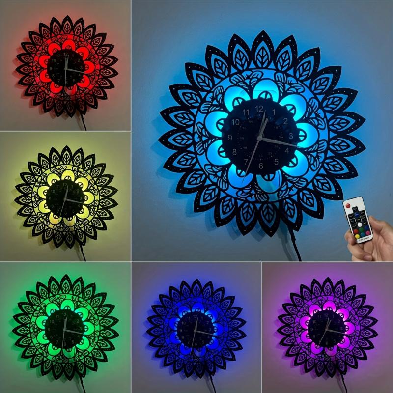 Middle Eastern Pattern LED Vinyl Wall Clock Silent Home Bedroom Decor Perfect Gift for Birthdays Anniversaries Christmas Halloween (Battery Not Included)