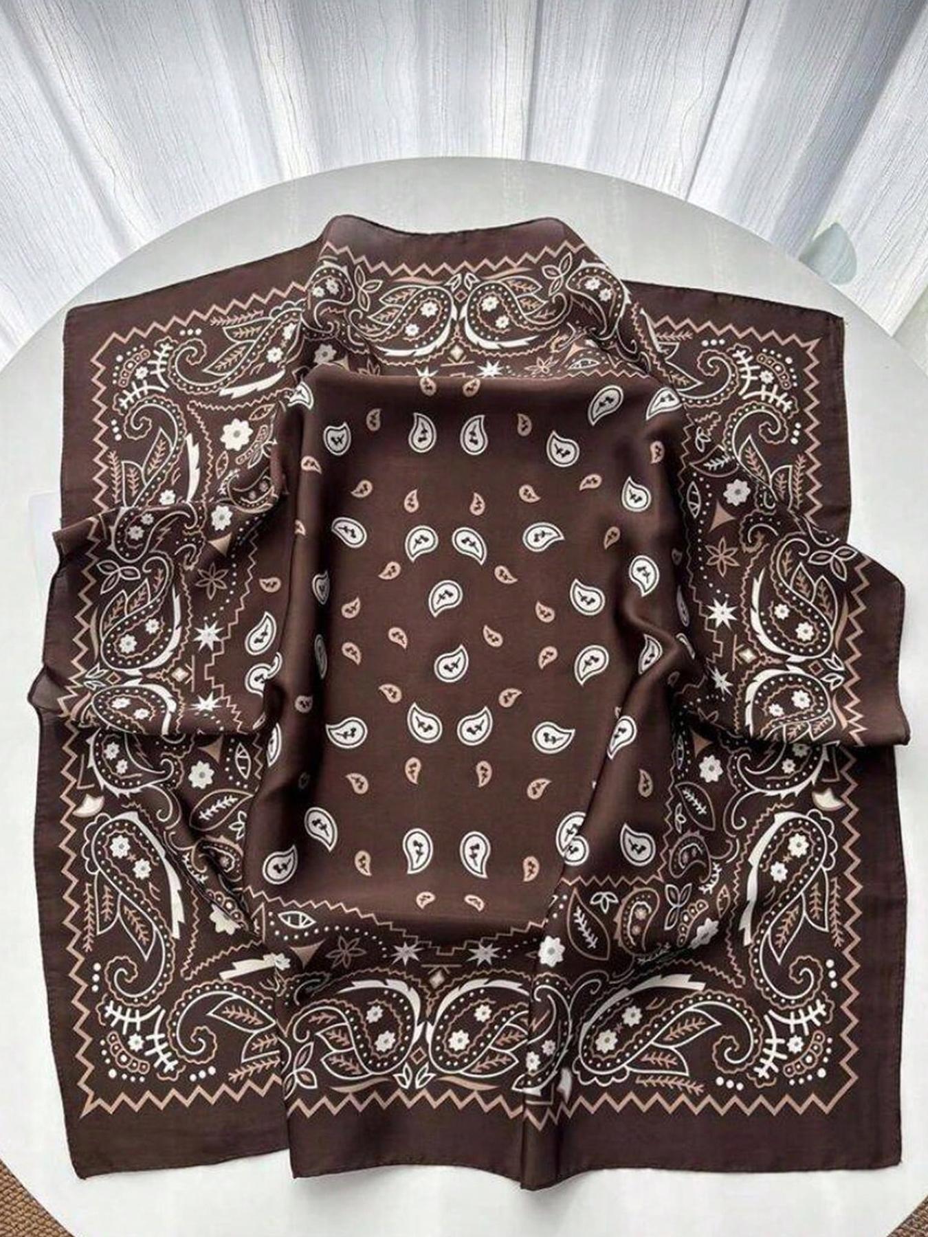 Luxury Square Scarf For Women Ladies Paceley Hijab 70*70cm Elegant Neckerchief Bandanas Soft Stain Faux Silk Scarves Shawl Warps Paisley Print Scarf Fashion Shawl Wrap