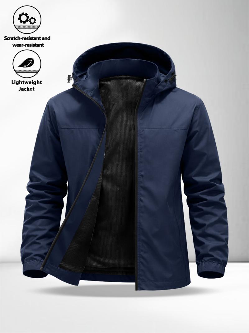 Men's Lightweight Hooded Jacket with Zipper Pockets, Breathable Comfort Fabric, Regular Fit, Daily Streetwear