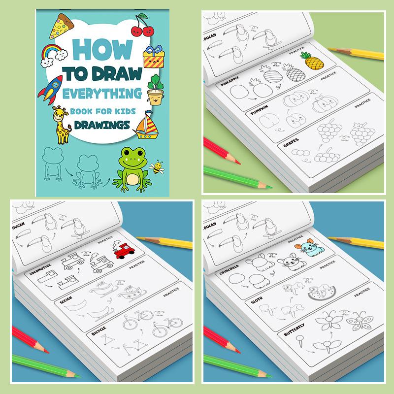 Children's Step-by-Step Drawing Book: Over 200 patterns, a drawing guide suitable for beginners, coloring and sketching tutorials, an educational art learning book using durable paper, which can be used as a holiday gift