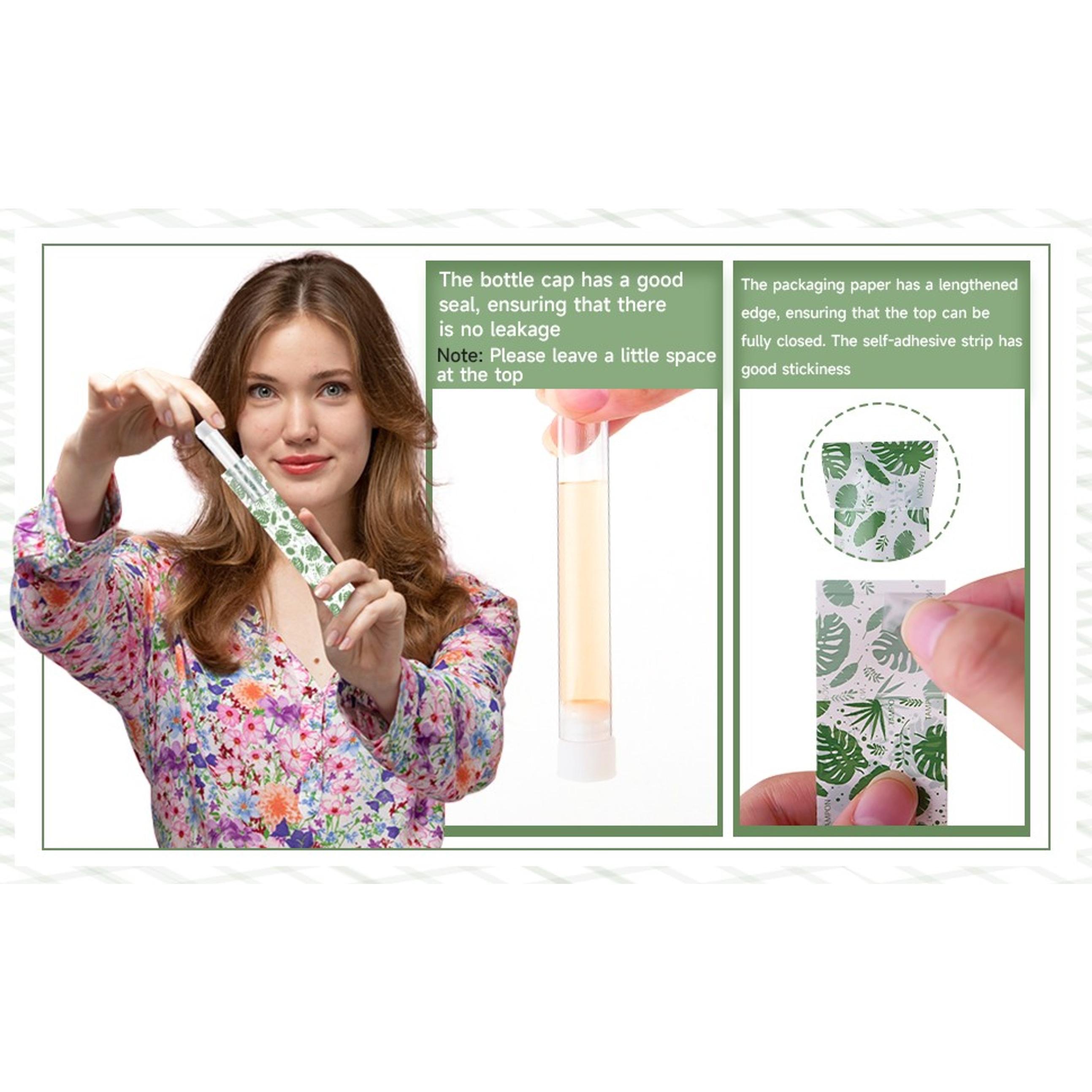 64 Pcs Tampon Flasks Set, Includes 20 Reusable Plastic Flasks 40 Self Adhesive Wrappers 2 Funnels Storage Bag Clean Brush, Hidden Discreet Flasks for Cruise Concert Outdoor Sports Green