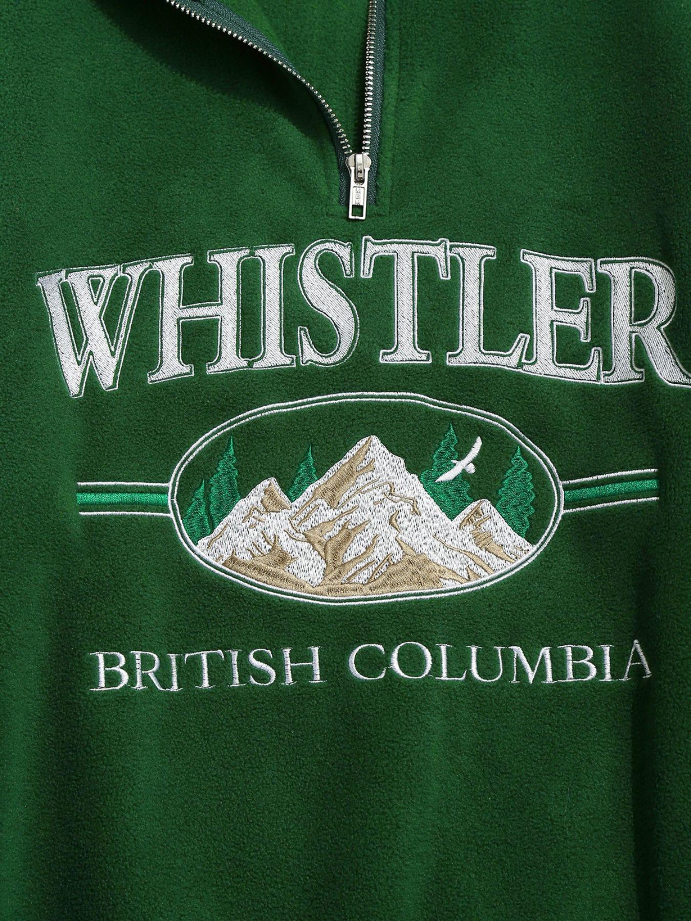 ZAFUL Men's Fall Winter Thick Warm Fleece Pullover - Colorblock Mountain Embroidery, Long Sleeve Half-Zip, Casual Streetwear Hoodie Sweatshirt