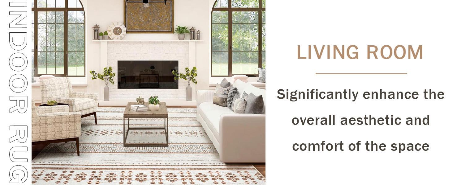 BESTSWEETIE Machine Washable Area Rugs for Living Room Bedroom Carpets Moroccan Farmhouse Modern Geometric Graphic Rug Soft Indoor Rugs Large Area Rug