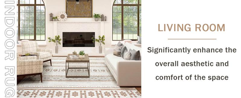 BESTSWEETIE Machine Washable Area Rugs for Living Room Bedroom Carpets Moroccan Farmhouse Modern Geometric Graphic Rug Soft Indoor Rugs Large Area Rug