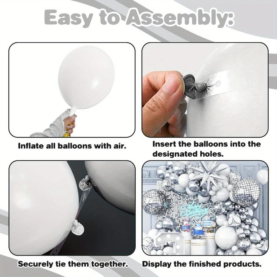 115pcs Themed Balloon Set:White and Silver Party Balloons for Birthday Parties,weddings or Celebrations,themed Event Decorations