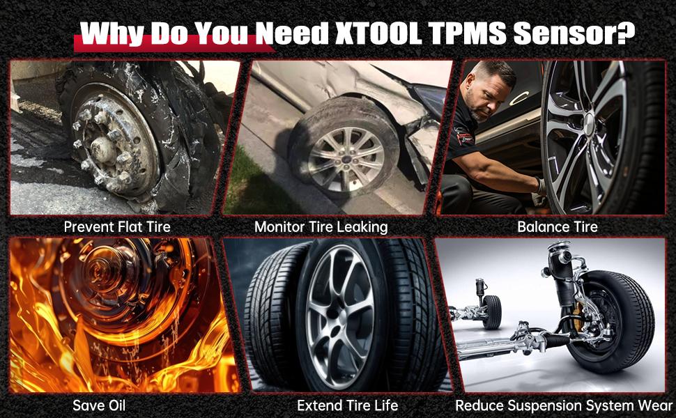 XTOOL TS100 TPMS Sensor(315/433MHz), Programmable Car TPMS Sensor Replacement, Tire Pressure Monitoring System Sensor, Work with XTOOL TP150/IP819TP tire pressure monitor tpms programming tool