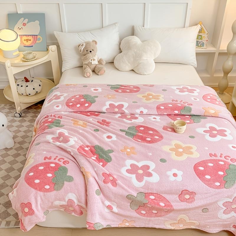 YHFZ Strawberry Character-Themed Blanket - 1pc Luxuriously Soft, Skin-Friendly Fabric with Exquisite Patterns, Machine Washable All-Season Shawl Cover for Cozy Nights, Feel Cosy Home Snuggles