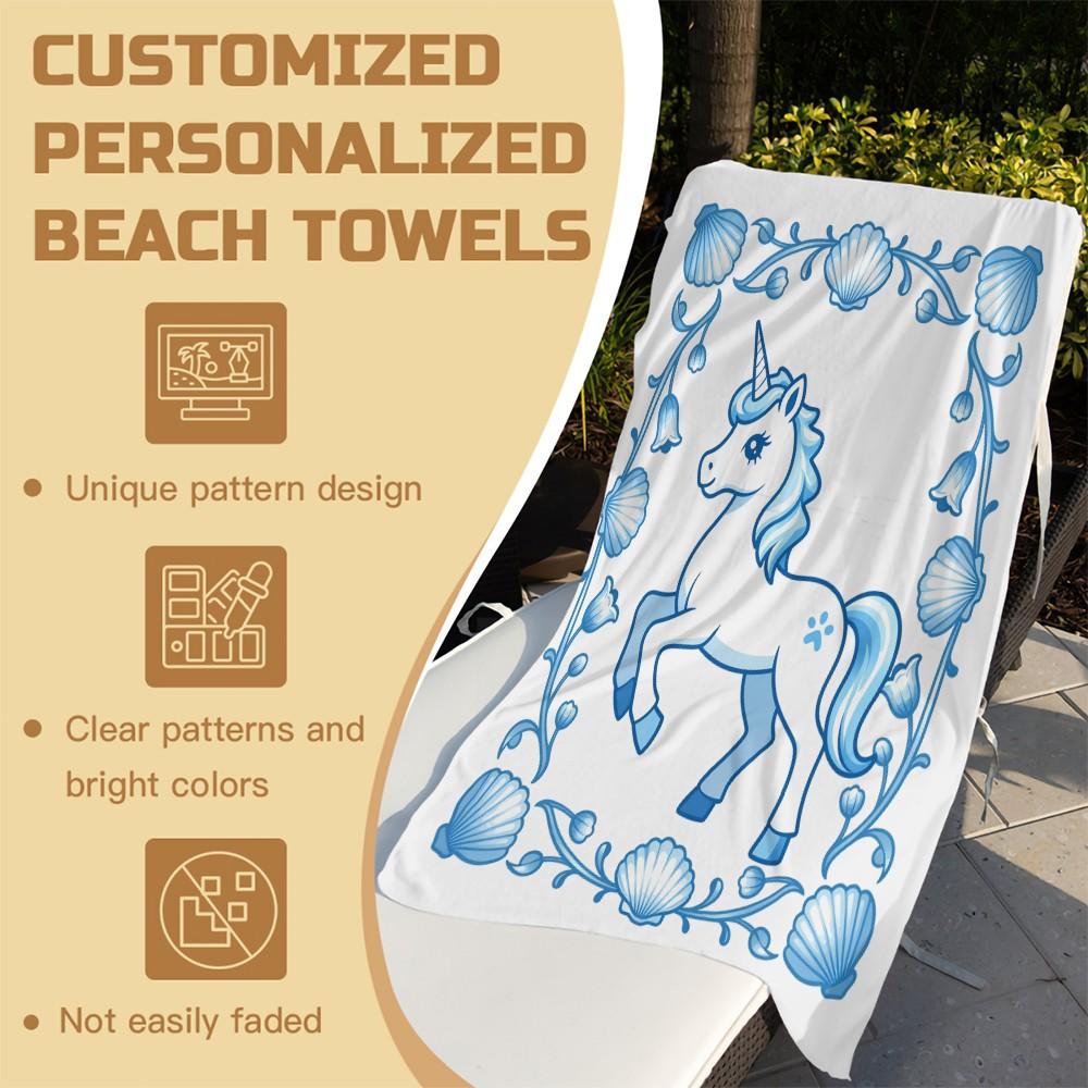 Cute Sweet Rococo Style Beach Towel, Absorbent & Quick Dry, Breathable & Comfortable, Durable & Wear Resistant, Suitable for Women & Men, Perfect for Swimming Camping Surfing, Ideal Gift for Girls
