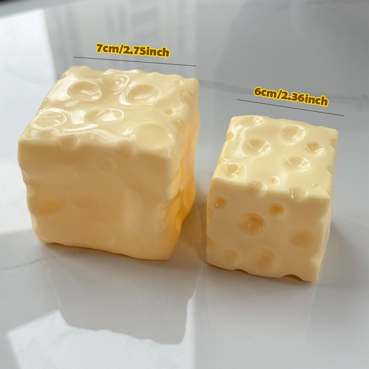 Fully Moldable Non-Rebound Petroleum Jelly-Filled Cheese Squishy Stress Ball, Giant 6 cm & 7 cm Soft Gel Cheese Block for ASMR Relaxation, Squishy Fun Viral Fidget Gift for Anxiety Relief, Decompression Squishy