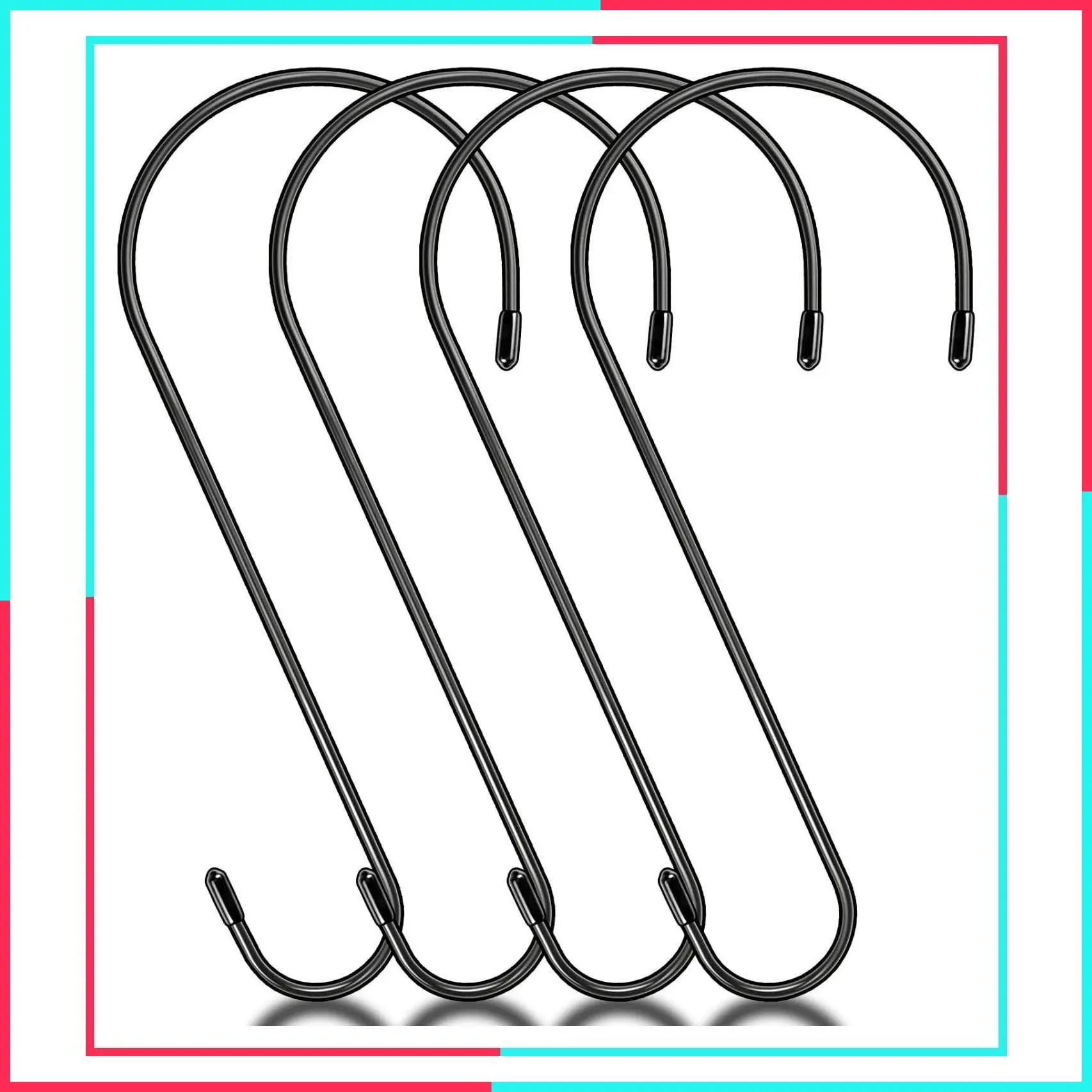 4 Pack 14 Inch Tree Branch Hooks, Extra Large S Hooks for Bird Feeder, Heavy Duty Long S Hook for Hanging Plants, Basket, Lanterns, Patio, Indoor Outdoor Uses, Black