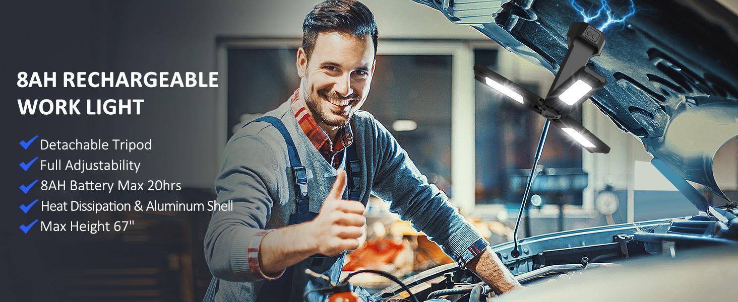 CuLiDing Rechargeable Camping Light with Stand, 67" Tall Portable Cordless, Multiple adjustable lumens, 4000K/6500K Dimmable with Detachable Tripod