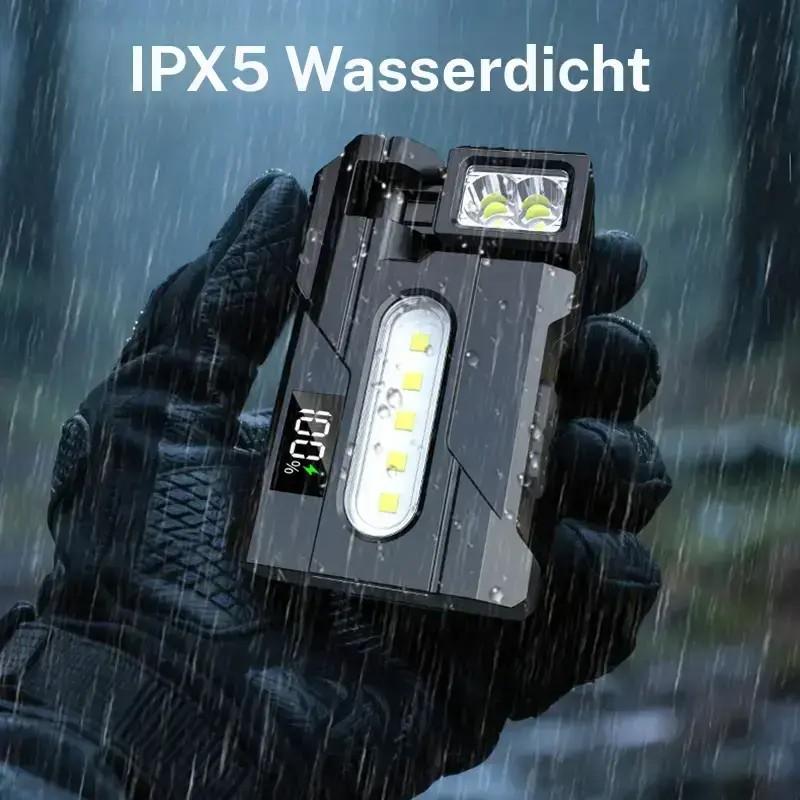 Edc Keychain Light Adjustable Tactical Flashlights USB-C Rechargeable Rotating Head Clip Ipx5 Waterproof 7 Modes for Hiking Running Outdoor Emergencies