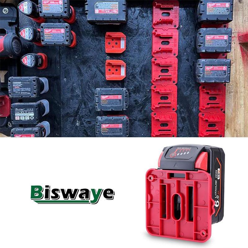 10 Pack Wall Mounted Battery Rack for Milwaukee M18 18v Batteries, Strong Compatibility, Easy Installation, Space Saving, Durable Storage, Cordless Tool Organizer
