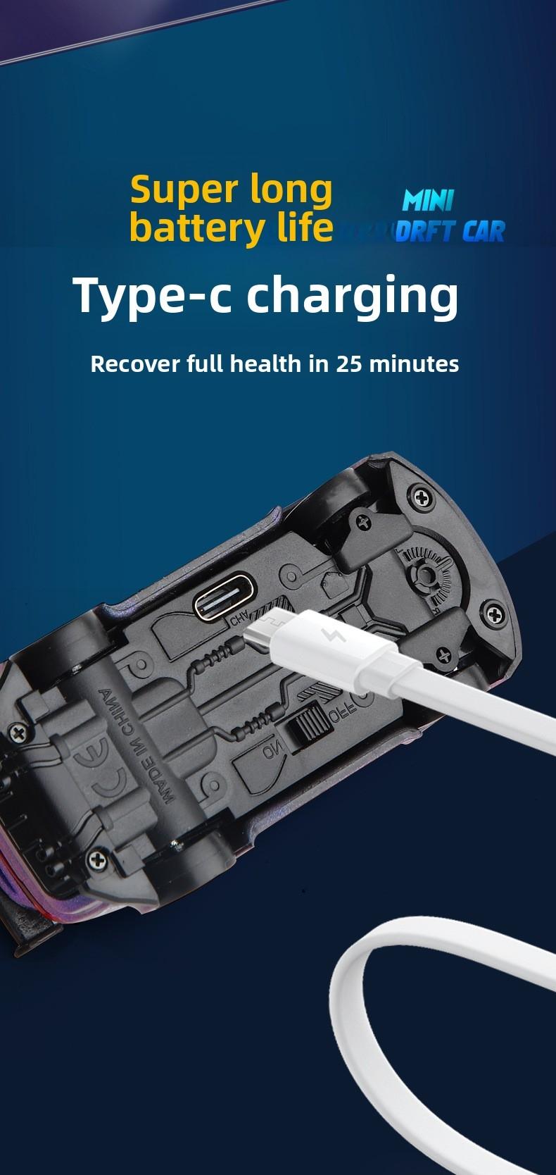 1:64 Mini RC Remote Control Car, Full Proportion Four-Wheel Drift, 2.4g Micro Pocket Race Car, Desktop Model Toy Gift for Boys