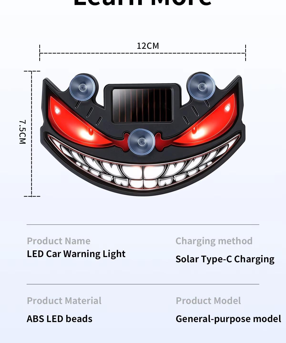 Dynamic Rear Window Windshield Devil Eye Light, Waterproof Solar Type-C Rechargeable Led Car Warning Ambient Night Light, Universal Wireless Suction Cup Mount Lamp, Cool Car Vehicle Accessory Stuff for Side Glass Decoration Halloween Gift, Accessories Dynamic Rear Window Windshield Devil Eye Light, Waterproof Solar Type-C Rechargeable Led Car Warning Ambient Night Light, Universal Wireless Suction Cup Mount Lamp, Cool Car Vehicle Accessory Stuff for Side Glass Decoration Halloween Gift, Accessories