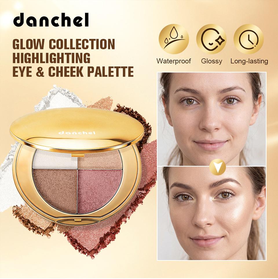 Four-Color Eye & Cheek Multi-Use Palette, Highlighting and Contouring, Versatile Makeup Tool, Enhance Your Look Effortlessly