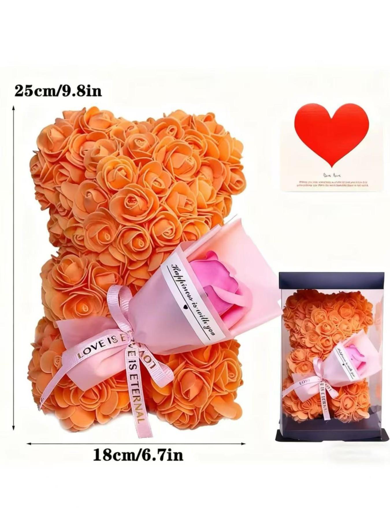 Pe Foam Flower Bear, Rose Bouquet Holding Bear, Valentine's Day Gift for Girlfriend, Mother's Day Gift, Christmas Gift, No Necklace Included