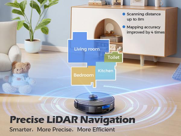 Lubluelu SL68 Plus Smart Robot Vacuum and Mop with Auto-Empty Dock, 5500Pa Strong Suction, 60-Day Large Dustbin, LiDAR Navigation, Alexa & App Control – for Pet Hair, Floors & Carpets