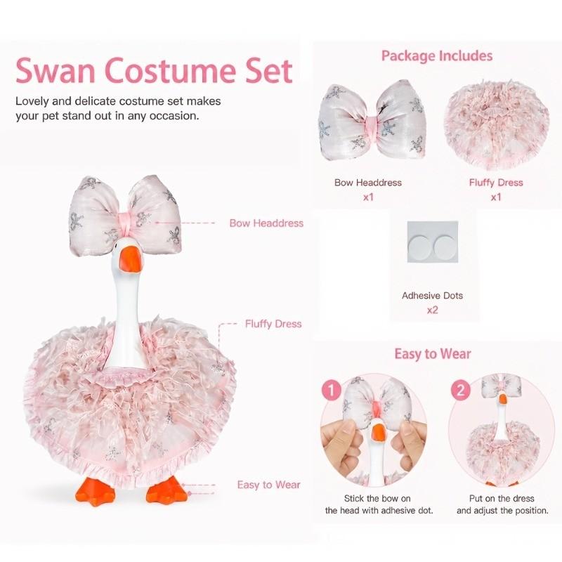 Princess Goose Set with Star Bow and Feather Tutu, Perfect for 7-Inch Gooses, Includes No Statue, Ideal for Decorative Use