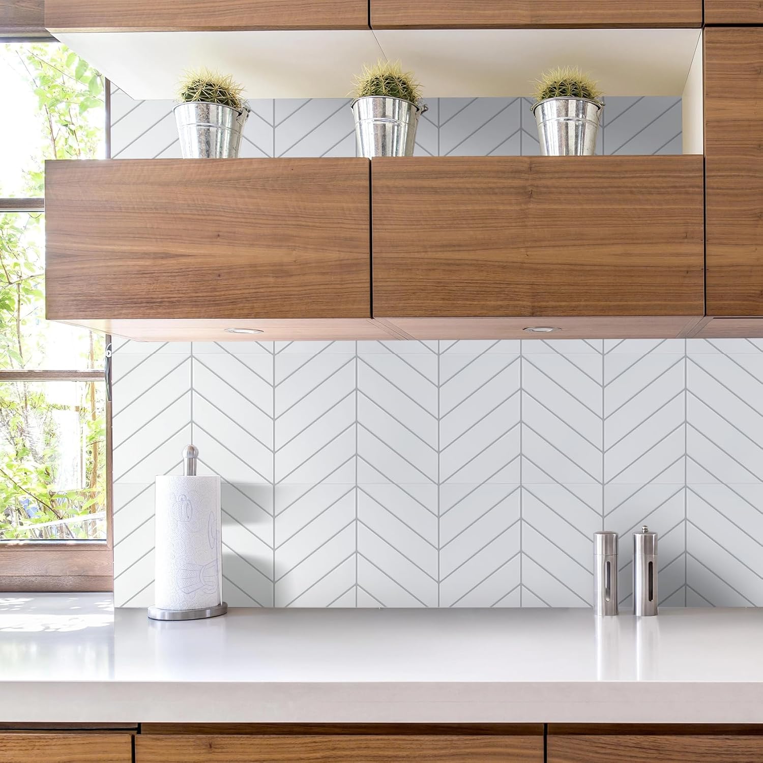 STICKGOO 10Pcs Thicker Peel and Stick Backsplash, Stick on Wall Tiles, Self Adhesive Tile Sticker for Kitchen Backsplash and Bathroom Decorative , Interior Decor - White