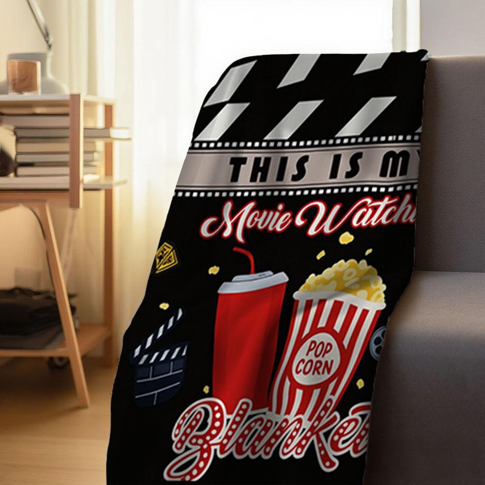Cinema Blanket - Flannel Shawl with Cinema Design, Thick Fleece Blanket, Bedroom Throw, Couple's Blanket, Extra Large Leisure Blanket, Living Room Blanket