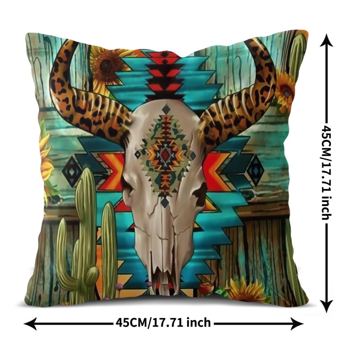 Bohemian Western Country Style Pillow, Machine Washable, Diverse Artistic Trendy Prints, Plush and Soft Filling, Universal for All Scenes and People, Sofa Decorative Cushion (Includes Pillow Insert, Removable), Home Decorative Cushion