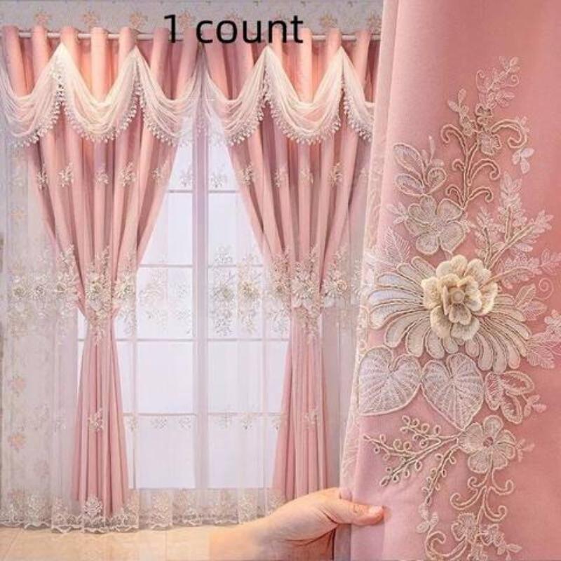 French Luxury Double Layer Sheer Curtain with Ruffle, Light Blocking, Princess Style, Suitable for Kids' Room, Living Room, Bedroom