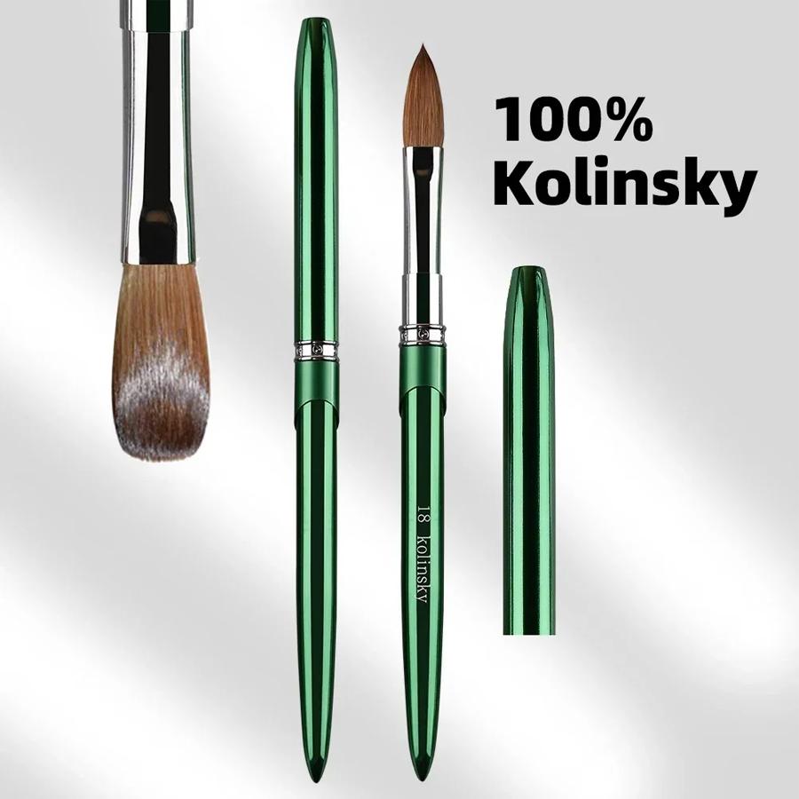 100%Kolinsky Acrylic Nail Brush Good Quality Nail Art Design Mink Brush Wood Handle Gel Builder Manicure Brush Drawing Tools Nail Care Tool Nail Supplies