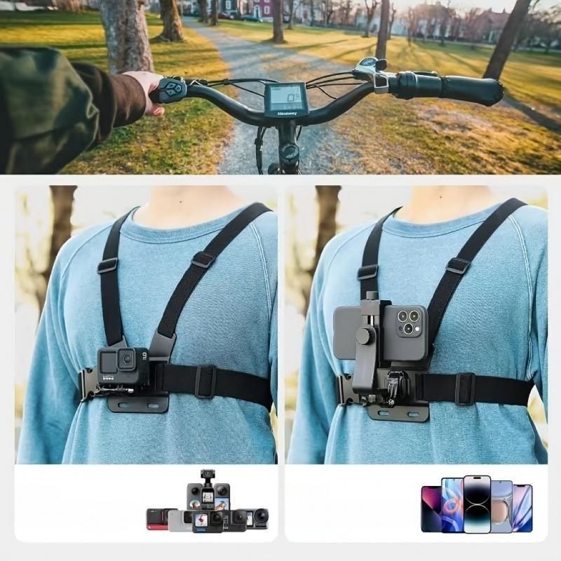 Universal adjustable chest strap, suitable for cycling, rowing, fishing, skateboarding, compatible with iPhone, GoPro, DJI sports cameras, POV/VLOG recording, ABS material, Camera Accessory, Vlog Accessories