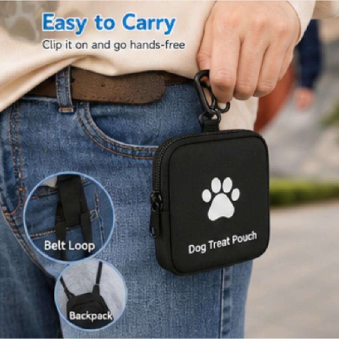 Pocket-sized dog food bag | One clip and go, clean and tidy! Ideal for daily training and as a reward bag for dogs