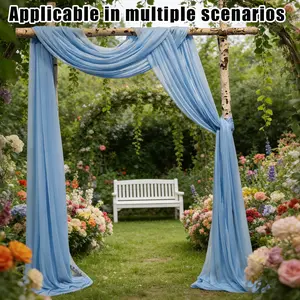 3 Panels Wedding Arch Draping Fabric, 2.5x19.5 ft Chiffon Draping Fabric, Wedding Arbor Drapery for Ceremony Reception Birthday Party Bridal Shower