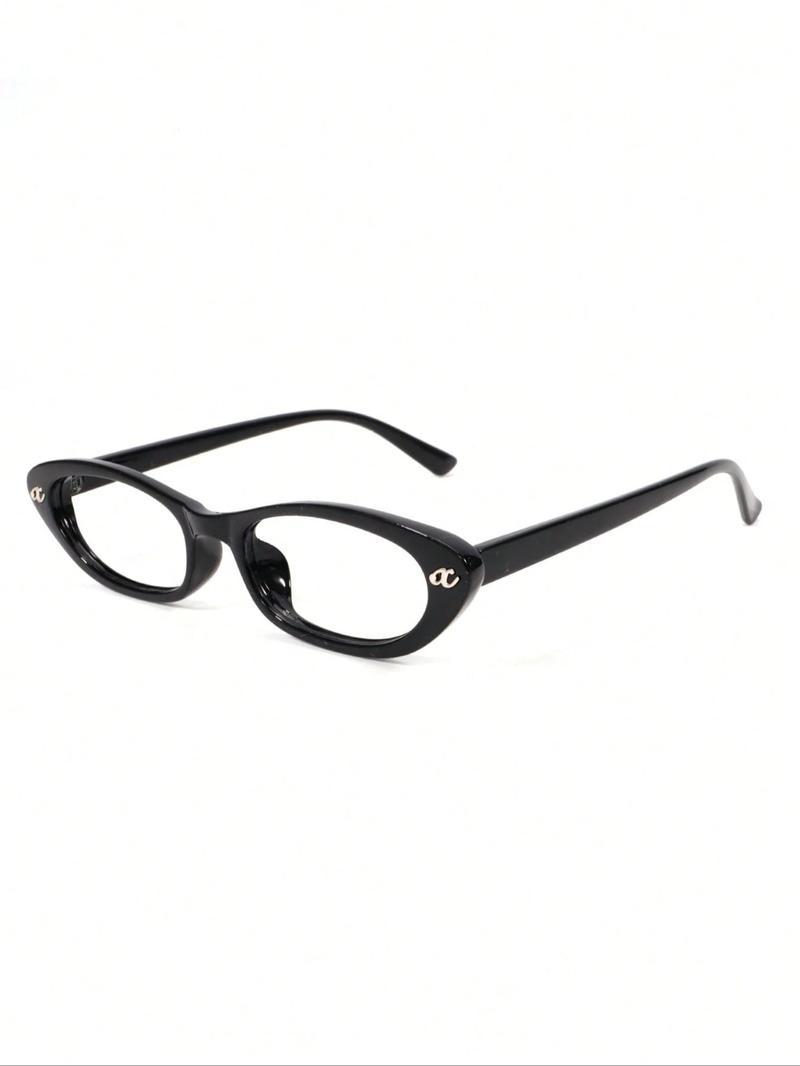 Small Frame Tr90 Oval Cat Eye Fashion Glasses, Trendy Frames, Metal Hinges Retro Personalized Versatile Anti-Blue Light Eyewear for Daily Wear