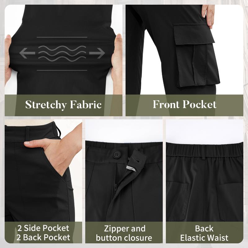 Avamo Stretchy Womens Cargo Pants thick thigh pants work outfits women Wide Leg Sweatpants Baggy High Waisted 6 Pockets Straight Leg Casual Y2K Streetwear Cinched Ankle/ Straight-Leg Capris Pants With Adjustable Trouser Cuffs for Daily Wear