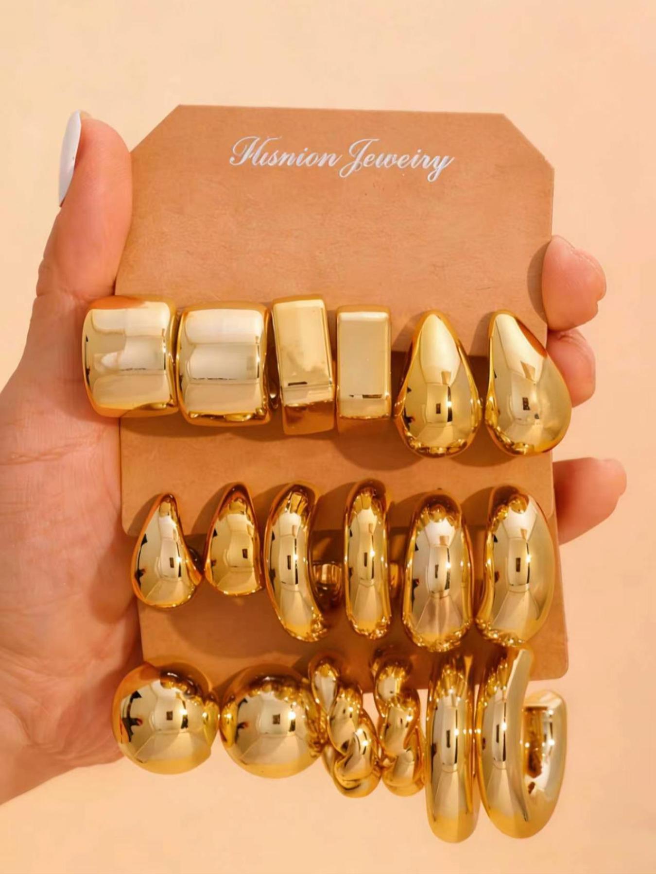 Fashion Earrings Set, Ccb Earrings Large Set, C-Shaped Earrings, Teardrop Earrings, Elegant for Daily Wear, Parties, Vacations