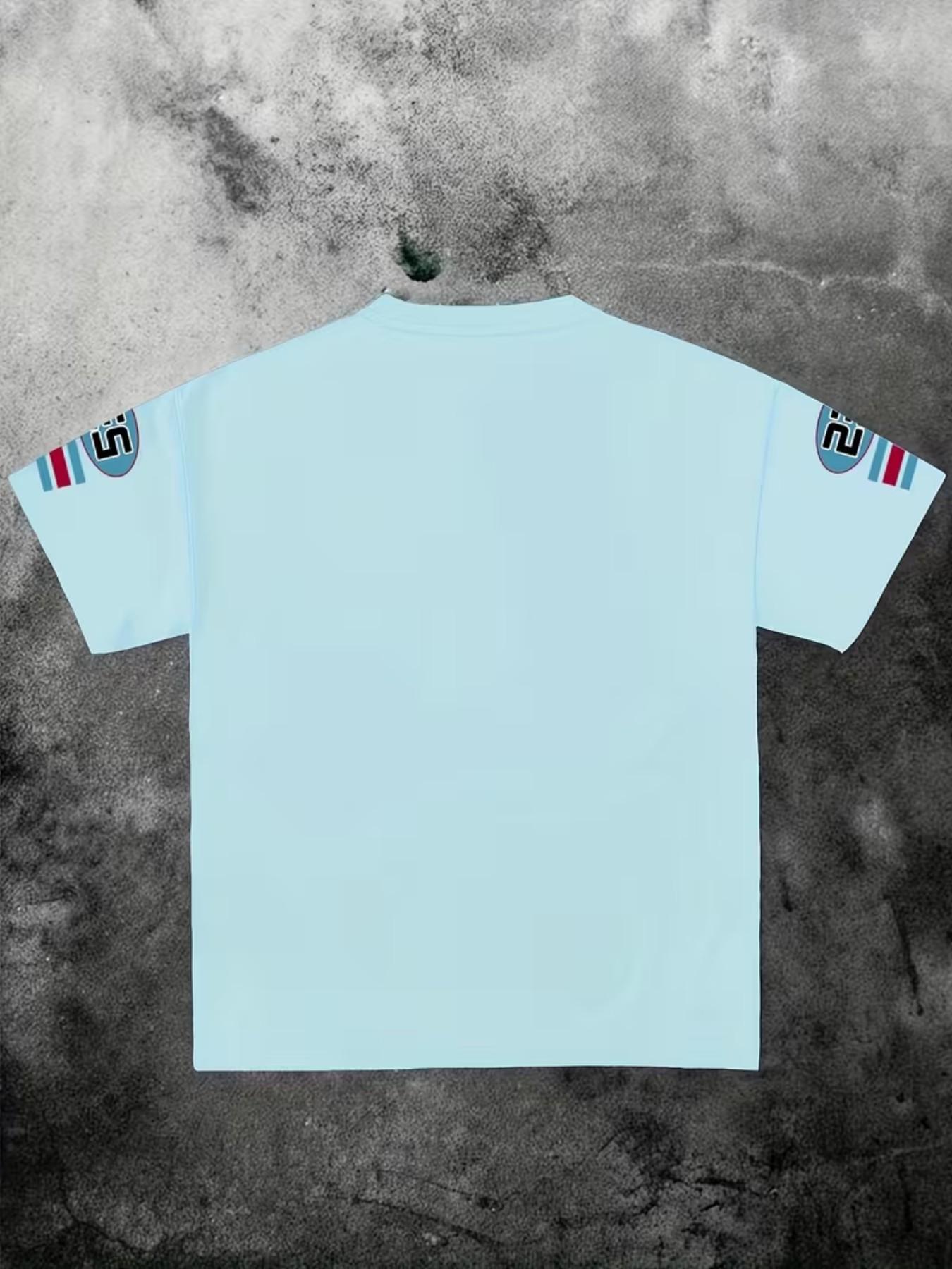 86 Number Multi-Print Trendy Graphic Tee, Fun and Playful European Style Round Neck T-Shirt, Casual Slim-Fitting Top Without Zipper or Collar