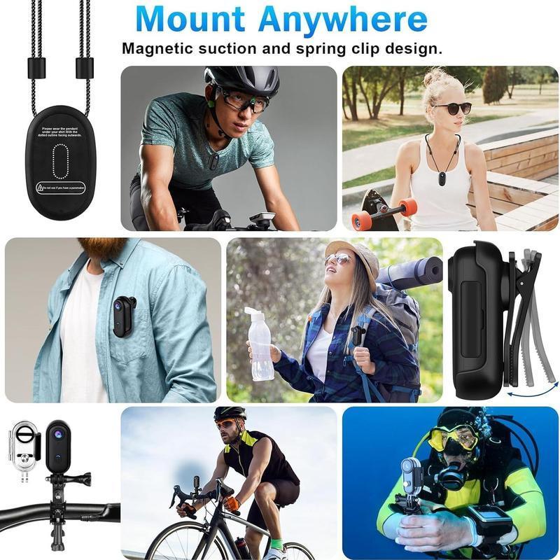 Dealsforyoudays 128GB HD Mini Multi-Functional Action Camera Portable Thumb-Sized Wearable Recording Body Camera with Magnetic Clip & Memory Stream Recorder for Pet Walks Work Travel Parties Gifts