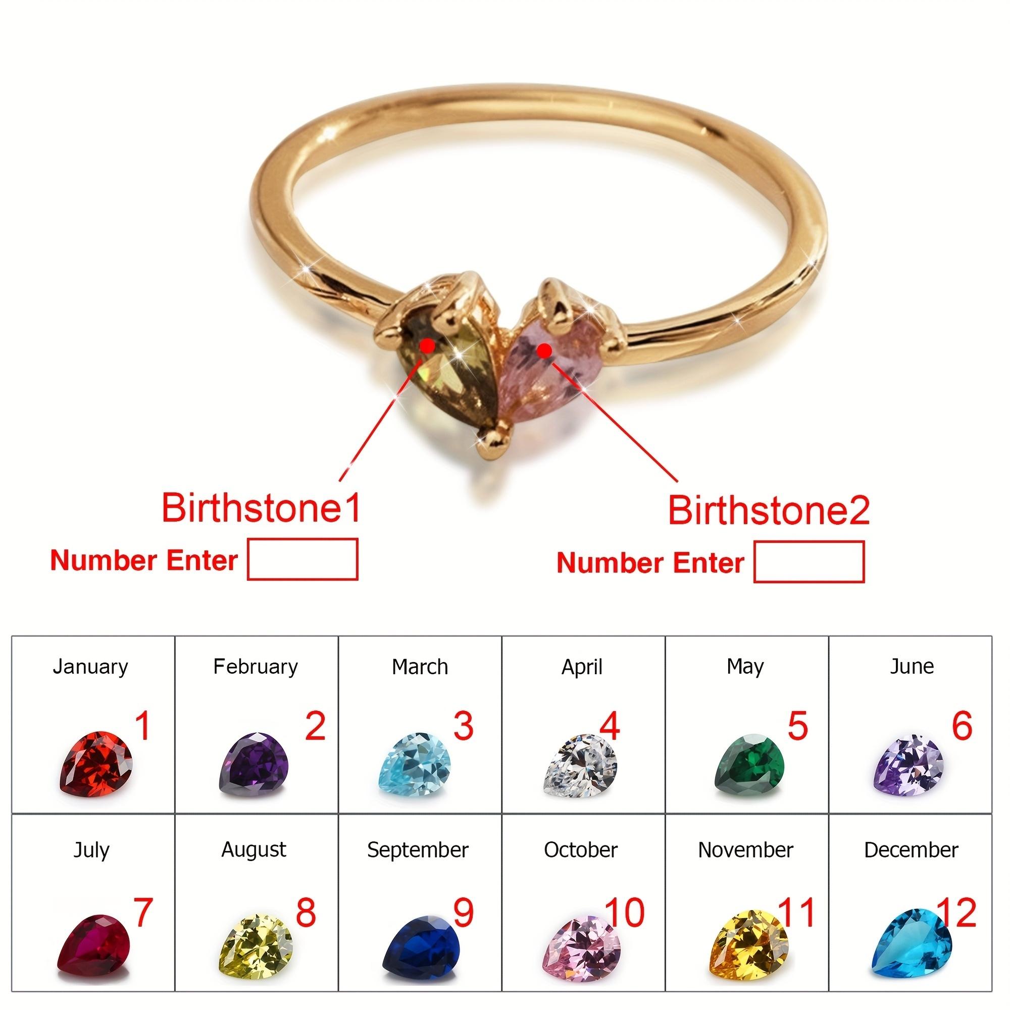 1pc Classic Fashion Women's Personalized Custom Heart-Shaped Birthstone Ring, Mother's Jewelry Valentine's Day Gift, Can Be Inlaid with Synthetic Cubic Synthetic Zirconia for Birthdays, Suitable for Daily Wear and Gifting, Birthday Gift, Christmas