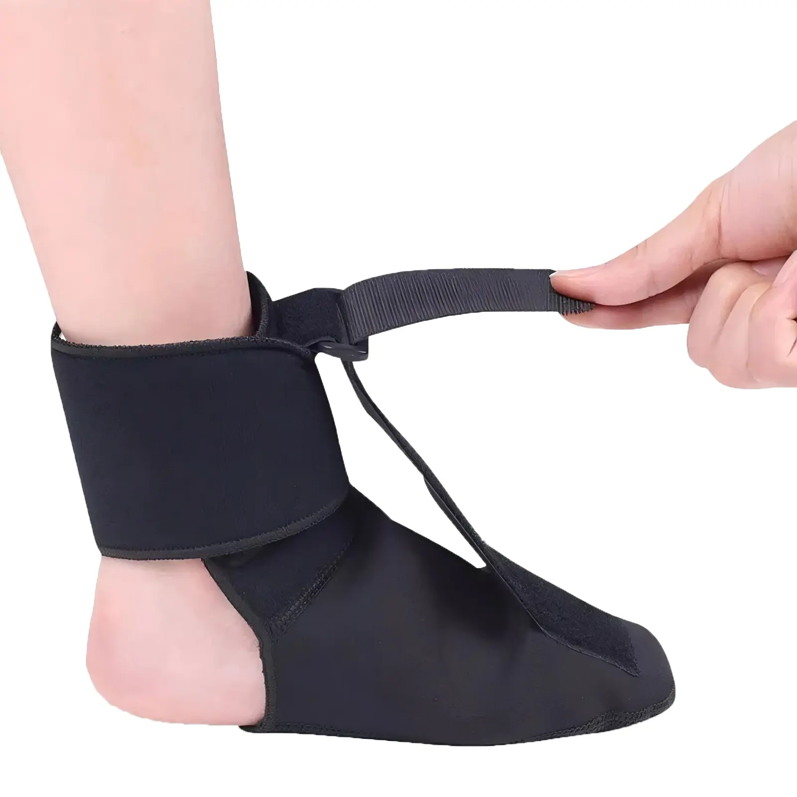 Plantar Fasciitis Night Splint Sock for Women & Men, Vinylon Fiber Soft Pain Relief Leg & Foot Supports, Prop 65 Safe Achilles Relief & Foot Drop Sleeping Brace - Black, Foot Pain Relief