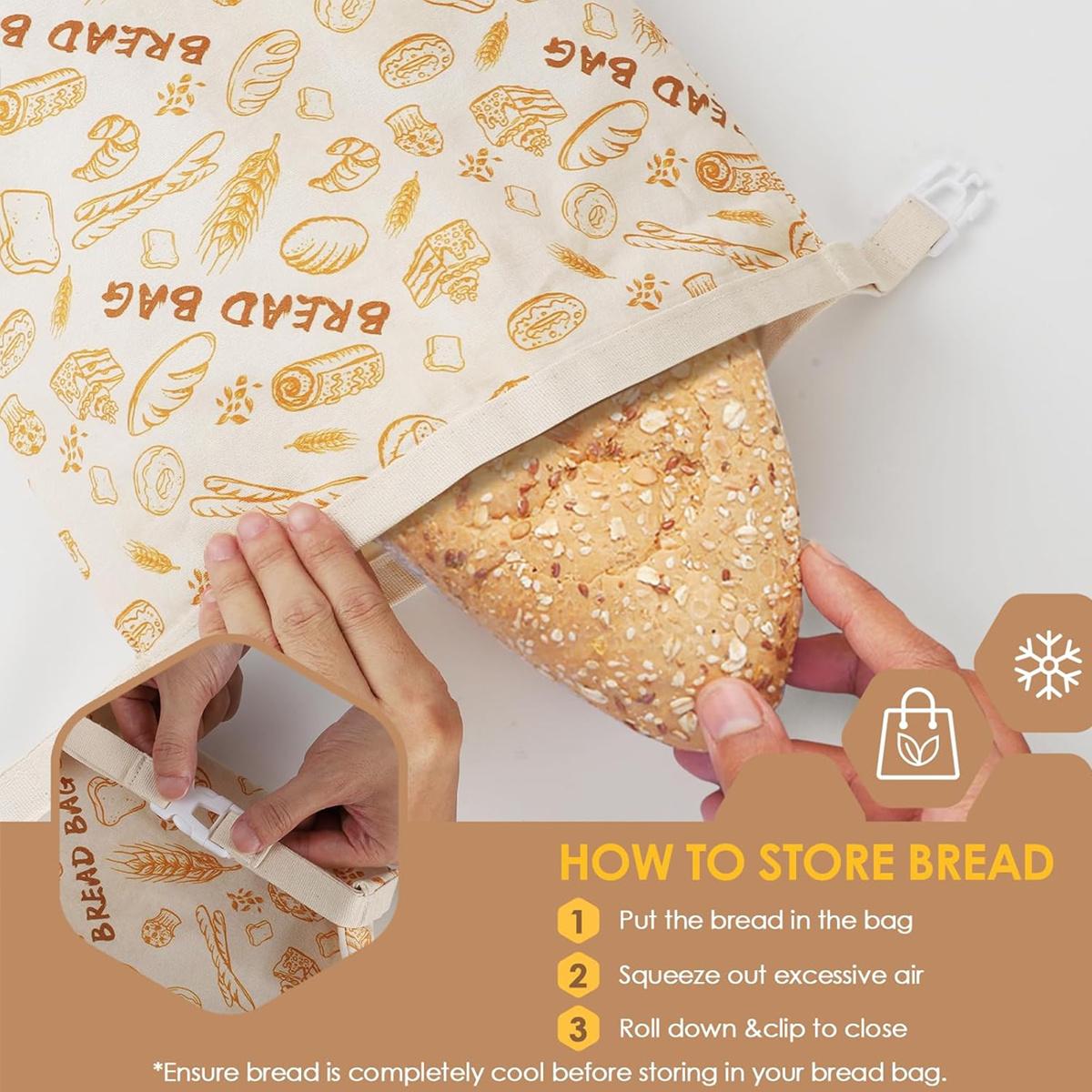 Reusable Beeswax Bread Bags - Large 17x13 Inch for Sourdough & Homemade Bread Storage, Beeswax Preservation, Food Storage Bags, Snack Bags, Heavy Duty Food Bags for Travel, Easy to Clean & Daily Use, Washable, Ideal for Home Baking
