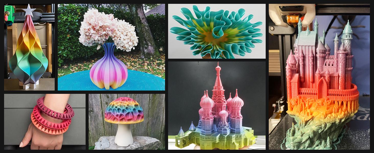 SUNLU Silk Rainbow Filament Silk PLA+ Smooth Color Change Color Change Each 8 Meters Glossy Surface 330 Meters 1kg Silk Rainbow SUNLU Silk Rainbow Filament Silk PLA+ Smooth Color Change Color Change Each 8 Meters Glossy Surface 330 Meters 1kg Silk Rainbow