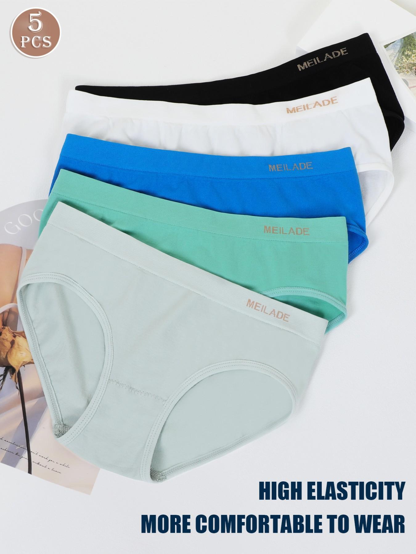 5Pcs Seamless Panties Mid Waist Maillard Color Women's Briefs Lifting Buttock High Elasticity Panty Comfortable & Breathable Woman Lingerie Ladies Flat Belly Sheath Underwear