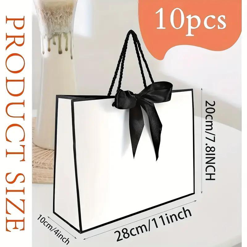 10-Pack Premium & Gift Bags, Satin Ribbon Bows, Multiple Sizes, Sturdy Handles, Perfect for Weddings, Birthdays, Parties