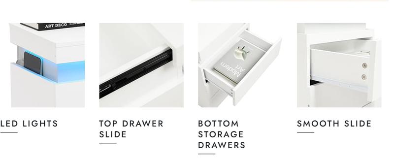 Sikaic Nightstand With Sliding Top Charging Station And LED Lights Furniture Bedroom Modern Design Bedside Table Drawer Home Sikaic Nightstand With Sliding Top Charging Station And LED Lights Furniture Bedroom Modern Design Bedside Table Drawer Home