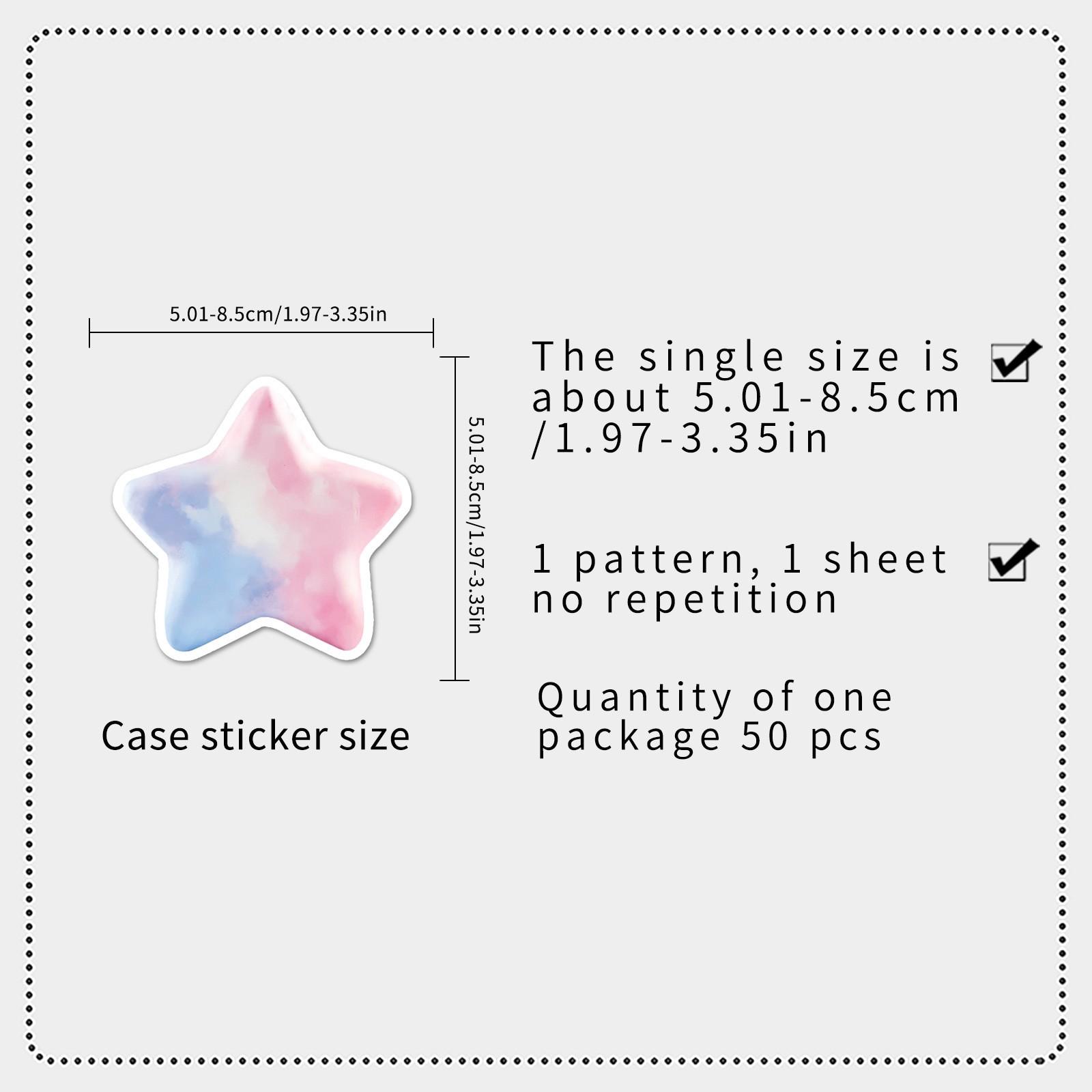 50pcs 3D Star Stickers, Holographic Glitter Star Waterproof Vinyl Decals, Cute Aesthetic Stickers for Laptop, Water Bottle, Luggage, DIY Scrapbook, Journal
