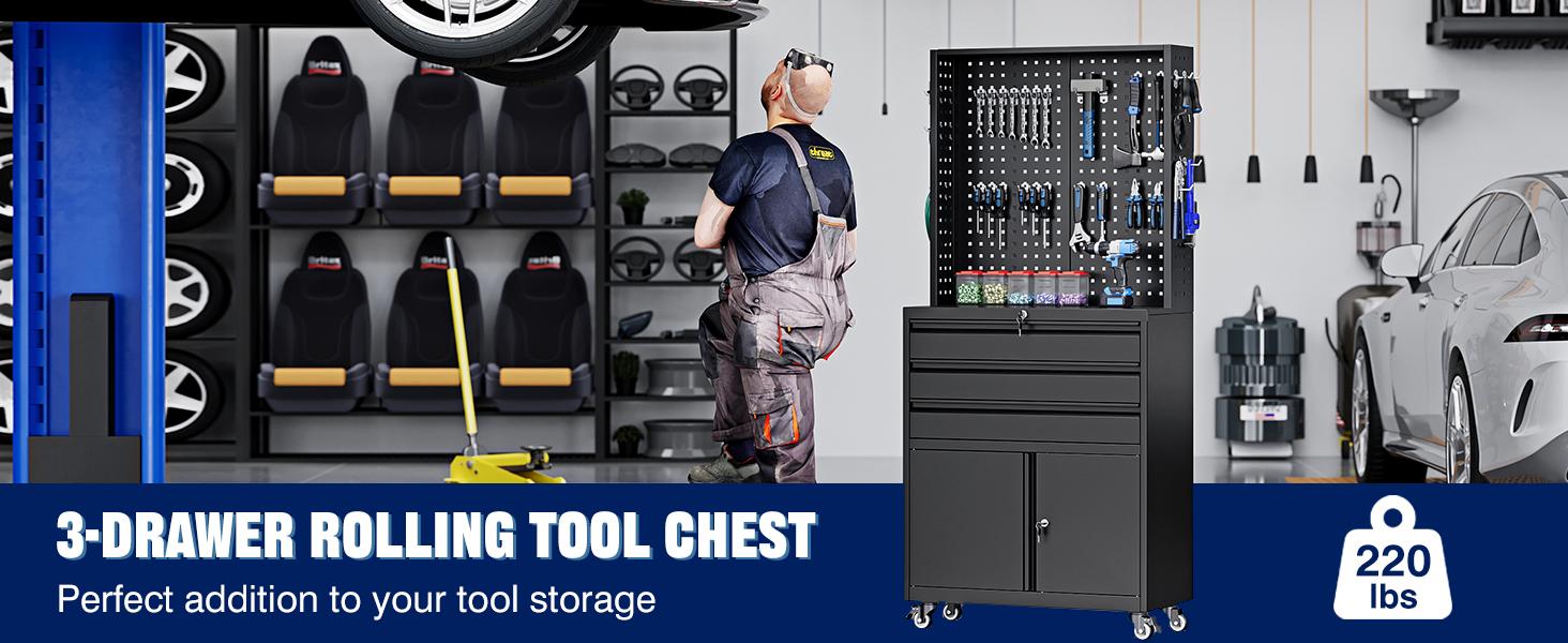 Yizosh Metal Garage Storage Cabinet with Wheels,3-Drawer Rolling Tool Cabinet with 2 Door and Adjustable Shelves,- 71" Steel Tool Cabinet for Warehouse,Garage,Workshop Yizosh Metal Garage Storage Cabinet with Wheels,3-Drawer Rolling Tool Cabinet with 2 Door and Adjustable Shelves,- 71" Steel Tool Cabinet for Warehouse,Garage,Workshop