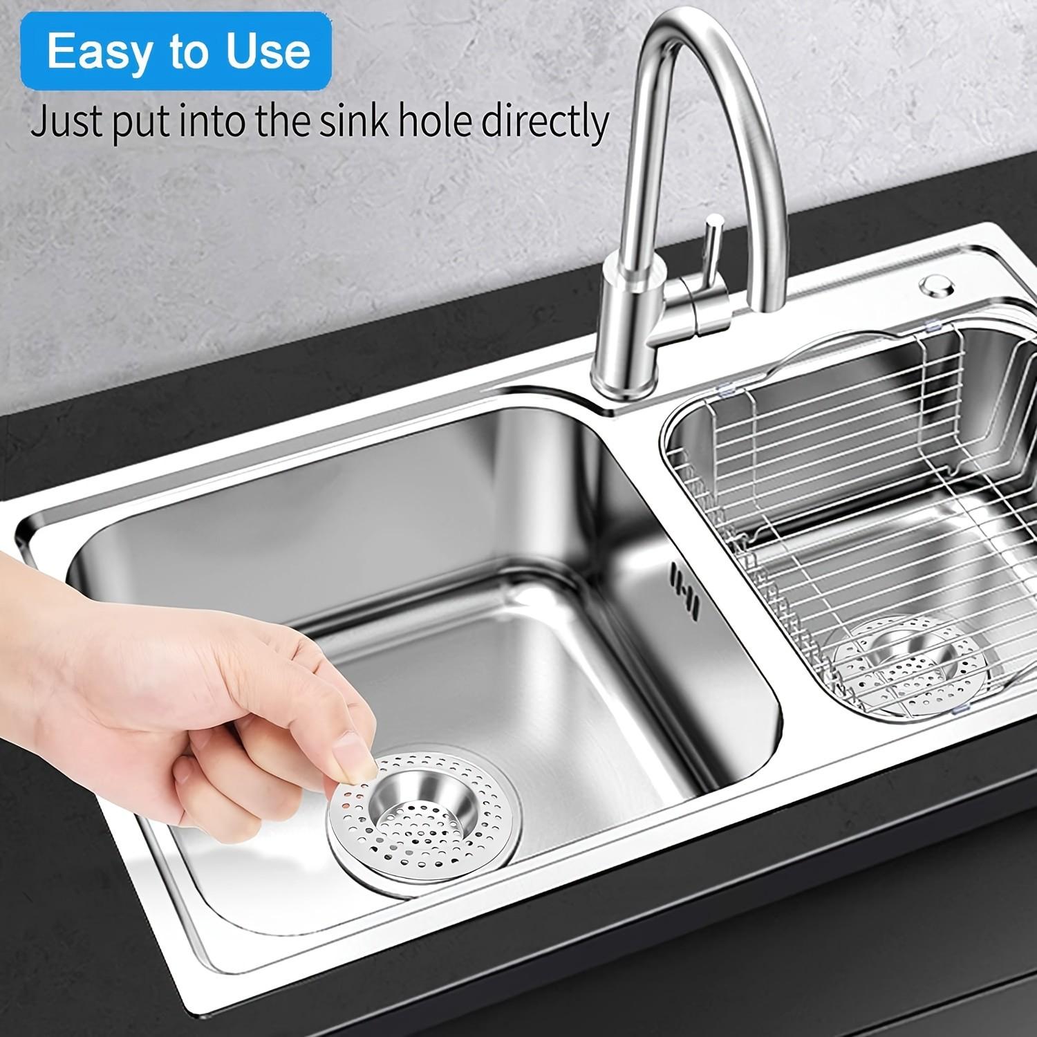 3/6pcs Stainless Steel Mesh Drain Filter, Kitchen Sink Strainer, Fits 3.1-6.9cm Drain Openings, Durable Food Waste Separator